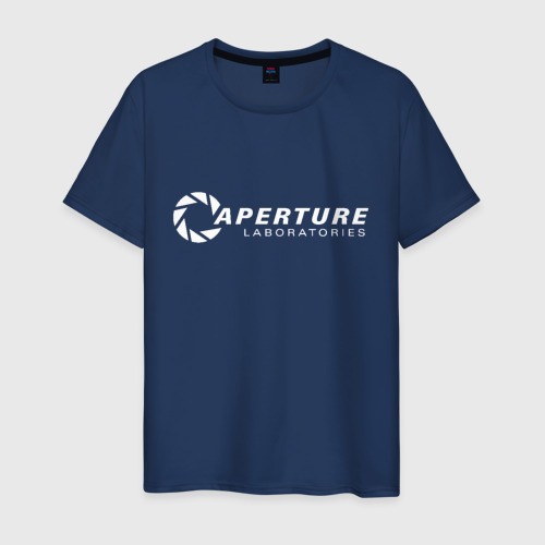 Мужская футболка из хлопка с принтом Aperture laboratorie, вид спереди №1