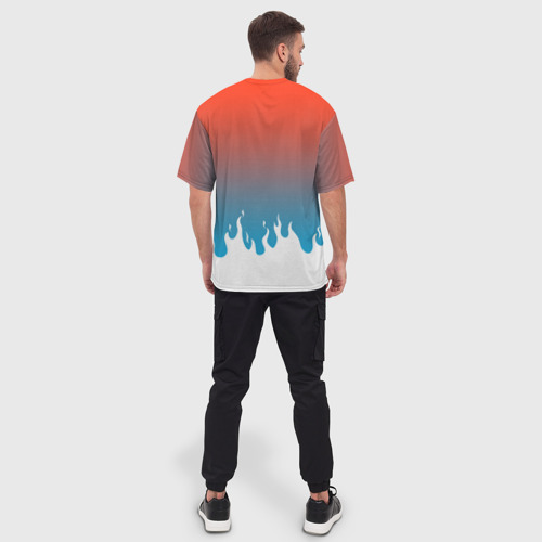 Мужская футболка oversize 3D Two XX flame, цвет 3D печать - фото 4