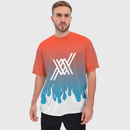 Мужская футболка oversize 3D Two XX flame, цвет 3D печать - фото 3