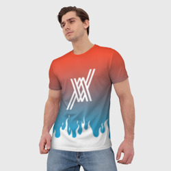 Мужская футболка 3D Two XX flame - фото 2