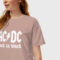 Женская футболка хлопок Oversize AC/DC back IN black - фото 2