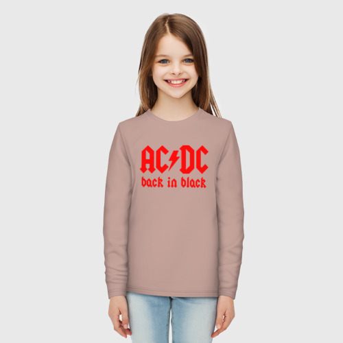 Детский лонгслив хлопок AC/DC back IN black, цвет пыльно-розовый - фото 5