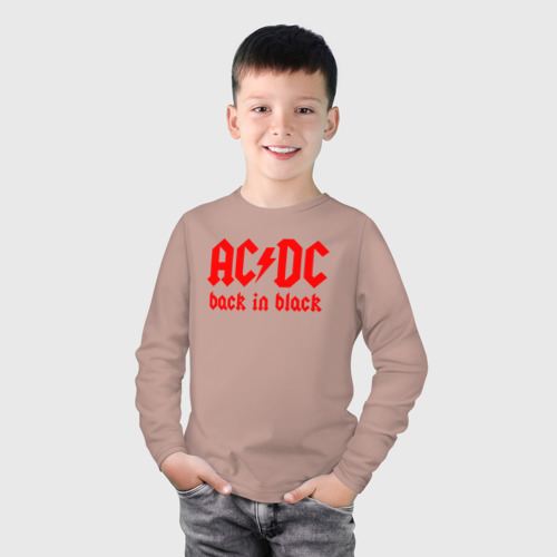 Детский лонгслив хлопок AC/DC back IN black, цвет пыльно-розовый - фото 3