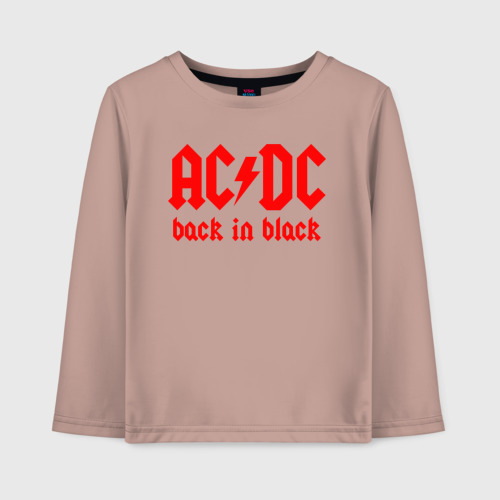 Детский лонгслив хлопок AC/DC back IN black, цвет пыльно-розовый