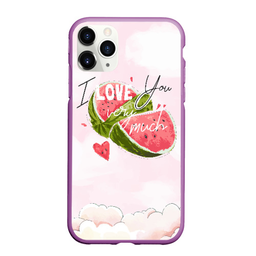 Чехол для iPhone 11 Pro матовый I love you very much, цвет фиолетовый