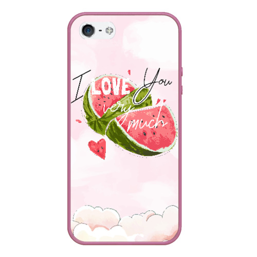 Чехол для iPhone 5/5S матовый I love you very much, цвет розовый