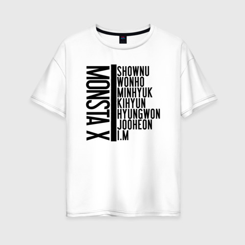Женская футболка из хлопка оверсайз с принтом Monsta X, вид спереди №1