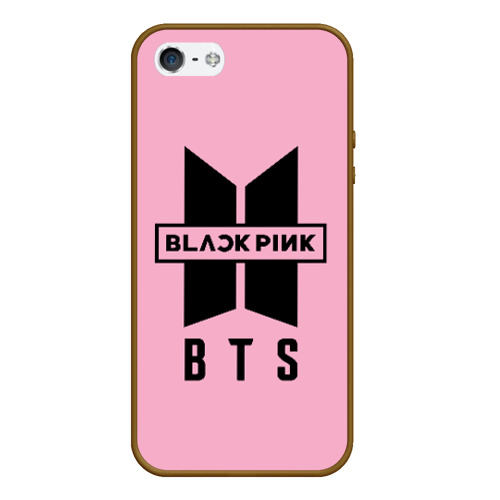 Чехол для iPhone 5/5S матовый BTS and Blackpink, цвет коричневый