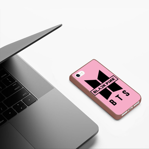 Чехол для iPhone 5/5S матовый BTS and Blackpink, цвет коричневый - фото 5