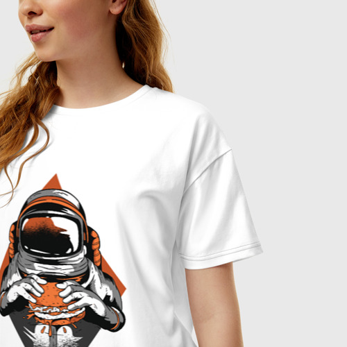 Женская футболка хлопок Oversize Космонавт - фото 3