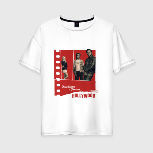 Женская футболка из хлопка оверсайз с принтом Однажды в Голливуде, вид спереди №1