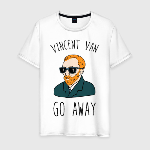 Мужская футболка хлопок Vincent Van Go Away, цвет белый