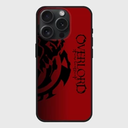 Чехол силиконовый для Apple iPhone 15 Pro Мax матовый Черный логотип оверлорд на красном фоне