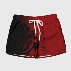 Женские шорты 3D Черный логотип оверлорд на красном фоне