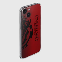 Чехол для iPhone 15 силиконовый с защитой камеры Черный логотип оверлорд на красном фоне - фото 2