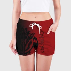 Женские шорты 3D Черный логотип оверлорд на красном фоне - фото 2