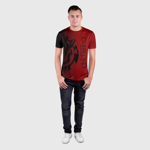 Мужская футболка 3D Slim Черный логотип оверлорд на красном фоне, цвет 3D печать - фото 4