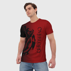 Мужская футболка 3D Черный логотип оверлорд на красном фоне - фото 2