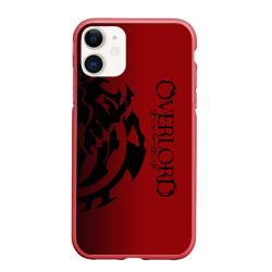 Чехол для iPhone 11 матовый черный логотип оверлорд на красном фоне
