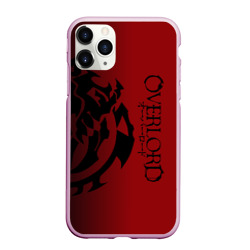 Чехол для iPhone 11 Pro Max матовый Черный логотип оверлорд на красном фоне