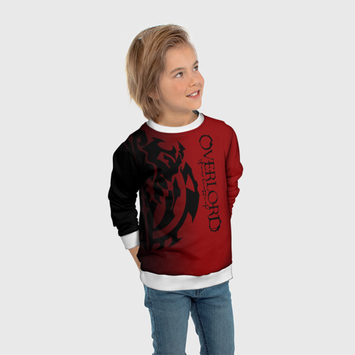 Детский свитшот 3D Черный логотип оверлорд на красном фоне, цвет 3D печать - фото 5