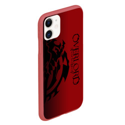 Чехол для iPhone 11 матовый черный логотип оверлорд на красном фоне - фото 2