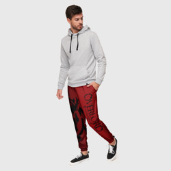 Мужские брюки 3D Черный логотип оверлорд на красном фоне - фото 2