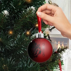 Ёлочный шар Черный логотип оверлорд на красном фоне - фото 2