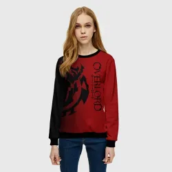 Женский свитшот 3D Черный логотип оверлорд на красном фоне - фото 2