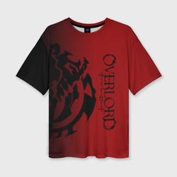 Женская футболка oversize 3D Черный логотип оверлорд на красном фоне