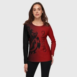 Женский лонгслив 3D Черный логотип оверлорд на красном фоне - фото 2