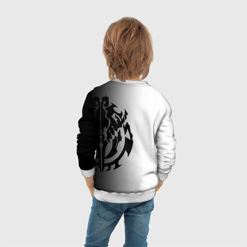 Детский свитшот 3D Черный лого оверлорд на белом фоне, цвет 3D печать - фото 6