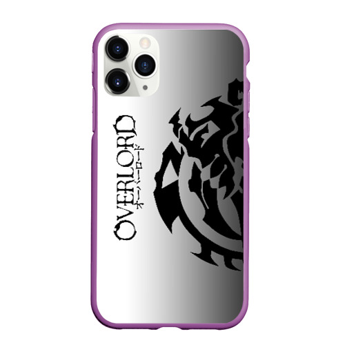Чехол для iPhone 11 Pro Max матовый Черный лого оверлорд на белом фоне, цвет фиолетовый