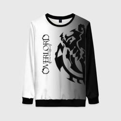 Женский свитшот 3D Черный лого оверлорд на белом фоне