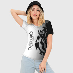 Женская футболка 3D Slim Черный лого оверлорд на белом фоне - фото 2