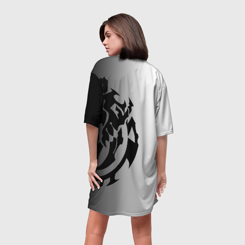 Платье-футболка 3D Черный лого оверлорд на белом фоне, цвет 3D печать - фото 4