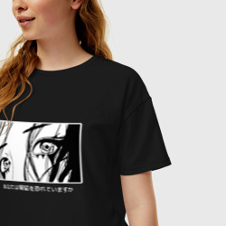 Женская футболка хлопок Oversize Лицо девушки нуар - фото 2