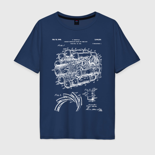 Мужская футболка хлопок Oversize Patent aircraft, цвет темно-синий