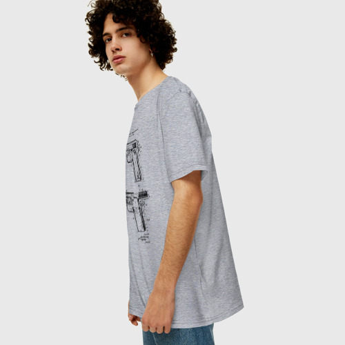 Мужская футболка хлопок Oversize Пистолет, цвет меланж - фото 5