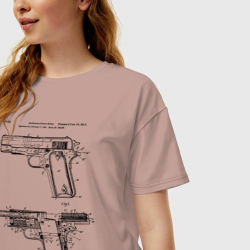 Женская футболка хлопок Oversize Пистолет, цвет пыльно-розовый - фото 3