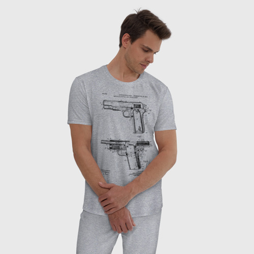 Мужская пижама хлопок с принтом Пистолет, фото на моделе #1