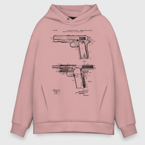 Мужское худи Oversize хлопок Пистолет, цвет пыльно-розовый