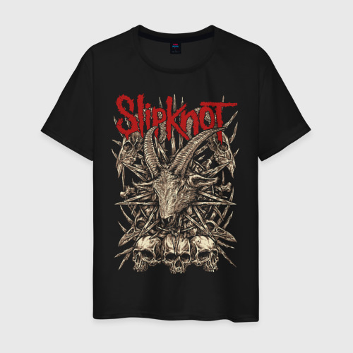 Мужская футболка из хлопка с принтом Slipknot, вид спереди №1