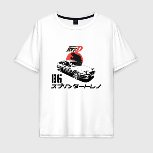 Мужская футболка хлопок Oversize Initial D Хачироку, цвет белый