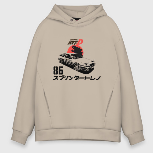 Мужское худи Oversize хлопок Initial D Хачироку, цвет миндальный