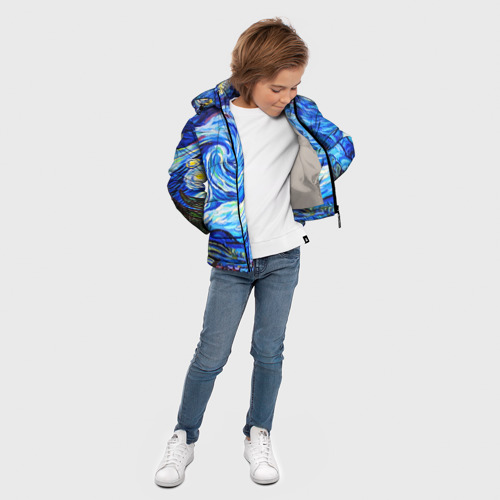 Зимняя куртка для мальчиков 3D Вангог, цвет светло-серый - фото 5