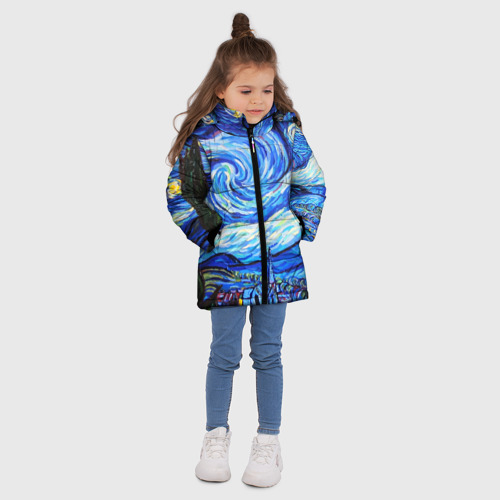 Зимняя куртка для девочек 3D Вангог, цвет красный - фото 5
