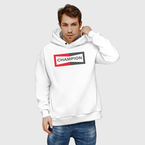 Мужское худи Oversize хлопок Однажды в Голливуде Champion, цвет белый - фото 3