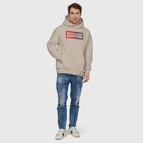 Мужское худи Oversize хлопок Однажды в Голливуде Champion, цвет миндальный - фото 6