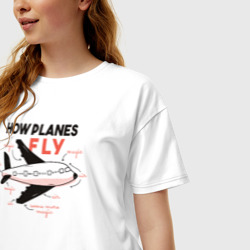 Женская футболка хлопок Oversize Как летает Самолет - фото 2